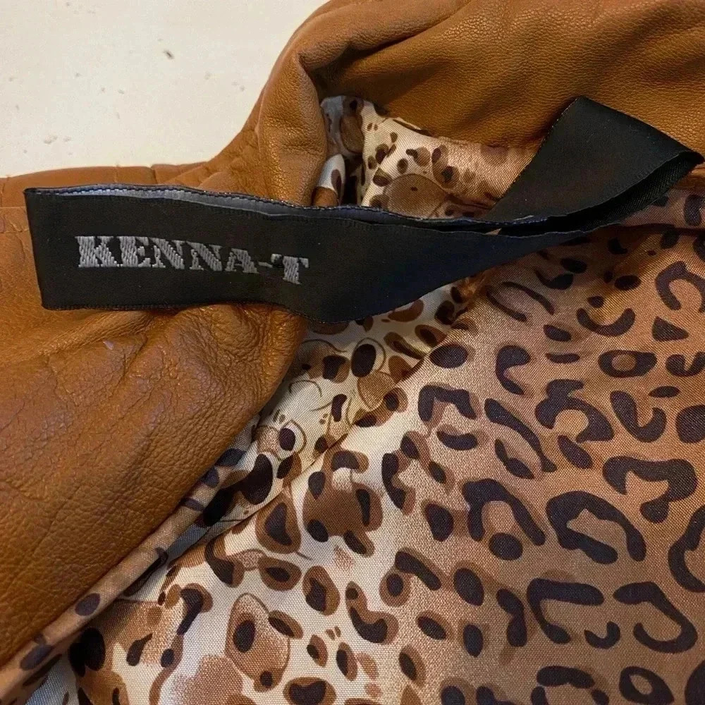 Kenna-T Leather Moto Jacket Women’s Size Small Tan Biker Jacket - Picture 11 of 16